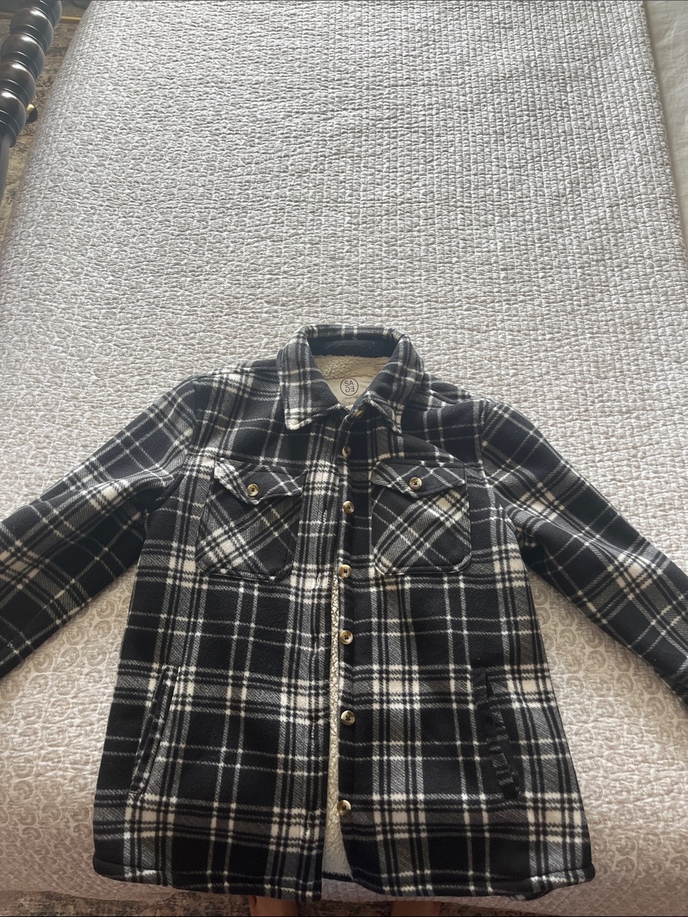 Black & White Plaid Lightweight Shirt Jacket